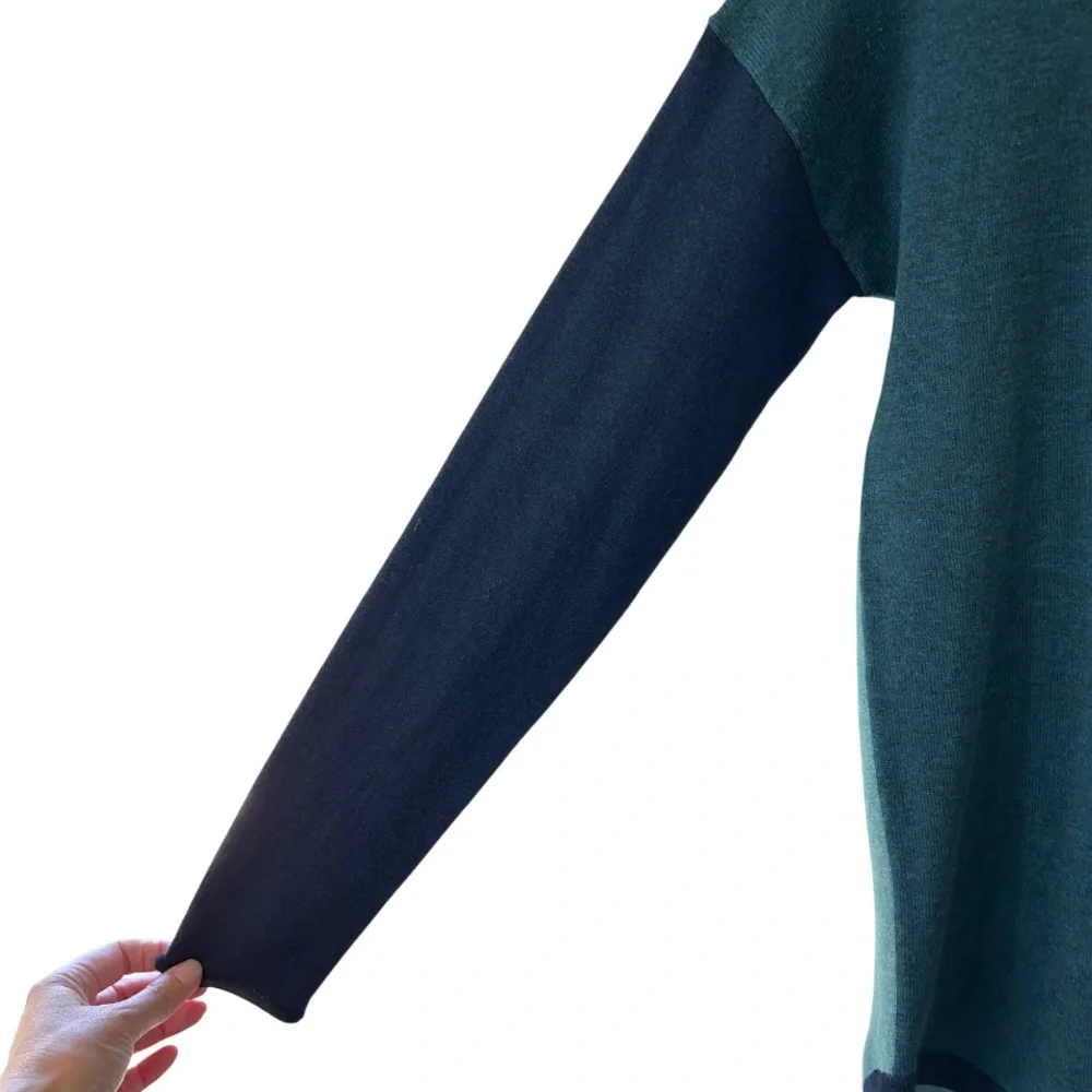 Smartwool women’s Shadow Pine Colorblock crew Sweater XS navy teal merino wool - Picture 5 of 8